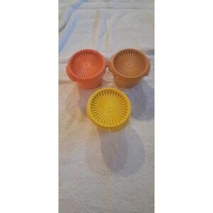 Tupperware 6 Piece Vintage Lot mustard and orange
